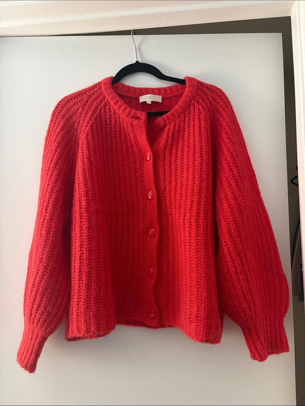 Sezane Vibrant Red/Orange Emile Cardigan